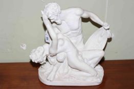 Composition sculpture of mythical creature and maiden
