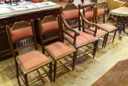 Set of five late 19th Century parlour chairs including one armchair