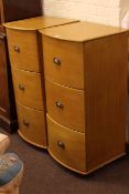 Pair three drawer bow front filing cabinets