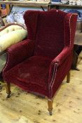 Two early 20th Century wing back armchairs