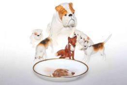 Beswick and Royal Doulton: Collection of dog and fox models;