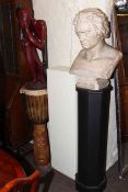 Large bust of Beethoven on octagonal plinth,
