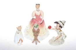 Royal Doulton figure, Sarah; Pinocchio figure and a Royal Doulton figure,