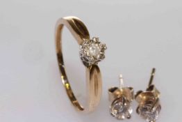9 carat gold and diamond ring,