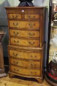 Period style mahogany eight drawer bow front tallboy chest,