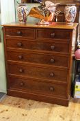 Victorian mahogany chest of two short above four long graduated drawers on plinth base,