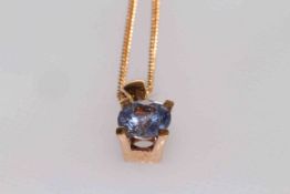 18 carat rose gold and round lilac sapphire pendant, sapphire approximately 1.