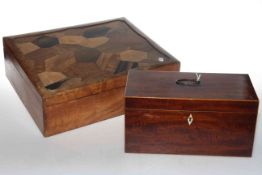 Georgian mahogany tea caddy and marquetry top box