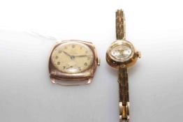 Vintage Record gold case watch and a lady's wristwatch (2)