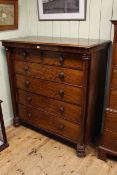 Victorian mahogany chest of two short above four long drawers on turned legs,