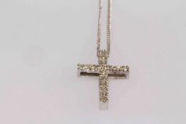 9 carat gold and diamond cross pendant on chain