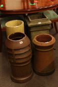 Four various chimney pots
