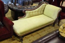 Victorian mahogany framed scroll end chaise longue on turned legs