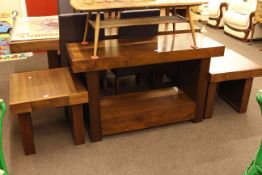 Bentley Akita console table and pair lamp tables