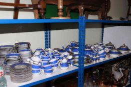 Extensive collection of Royal Worcester blue, gilt and white dinner and teawares, dated 1934, No.