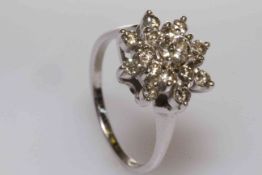 18 carat gold and diamond cluster 'snowflake' ring,
