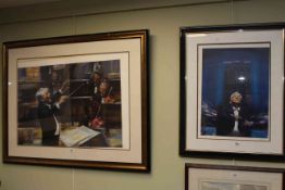 Two artist signed prints of Sir Leonard Bernstein