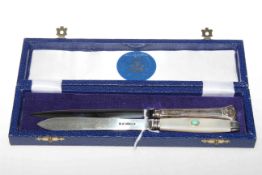 Charles and Diana silver-handled letter opener and a silver-bladed letter opener,