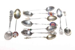 Ten silver spoons and a plated spoon, 3.