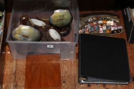 Abalone shells, military plaque, German photograph album,