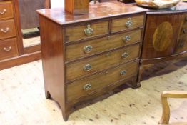 Georgian mahogany chest of two short above three long drawers on splayed legs,