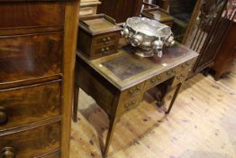 Late 19th Century/Early 20th Century cross banded mahogany nine drawer writing desk,