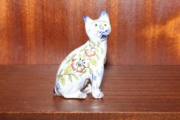 Faience model of a cat with glass eyes, late 19th/early 20th Century,