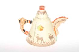 Clarice Cliff teapot in the form of a teepee,