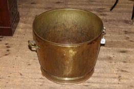 Large Victorian brass two handled log bin