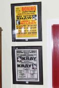 Two framed prints of boxing posters