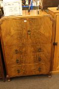 1930's walnut three drawer linen chest
