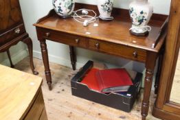 Mahogany ¾ gallery backed two drawer washstand