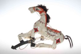 Vintage painted wooden horse puppet