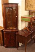 Mahogany glazed door top double corner cabinet and small drop leaf side table (2)