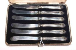 Set of six silver handled tea knives,