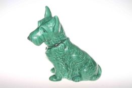 Large Sylvac green-glazed model of a terrier, no.
