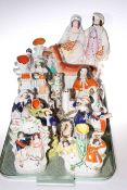 Collection of Victorian Staffordshire figures, groups, spills,