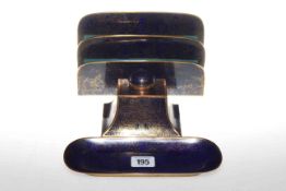 Art Nouveau cloisonne and cobalt blue enamel desk set, comprising letter rack,