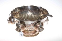 Silver plated punch bowl with ladle and six cups
