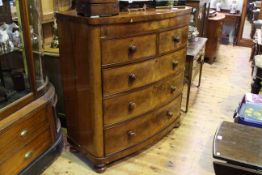 Victorian mahogany bow front chest having secret drawer above two short and three long drawers on