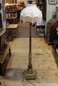 Reeded brass telescopic standard lamp and shade