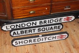 Two replica tube signs and place sign (3)