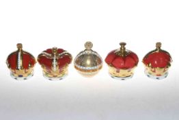 Five Royal Crown Derby Crowns with certificates