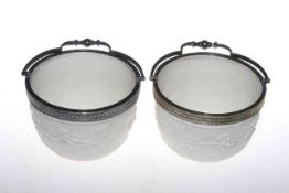 Pair of 19th Century Parian and silver-plated baskets, 12.