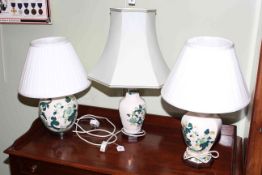 Three Masons 'Chartreuse' table lamps with shades