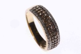 9 carat gold four-row diamond half eternity ring,