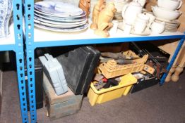 Work bench, joinery tools, garden tools, tool boxes,