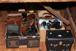Collection of cameras, lenses and accessories, three pair of binoculars,