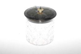 Late Victorian or Edwardian silver-plate mounted biscuit barrel with carved ivory knop,