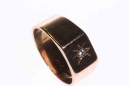 Gentleman's 9 carat gold and diamond ring,